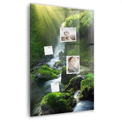 Waterfall with rocks magnetic glass dry erase board