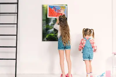 Magnetic glass dry erase board Waterfall with rocks