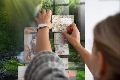 Magnetic glass dry erase board Waterfall with rocks
