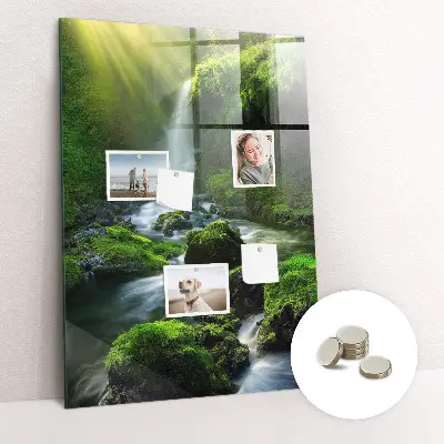 Magnetic glass dry erase board Waterfall with rocks