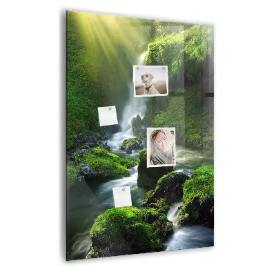 Waterfall with rocks magnetic glass dry erase board