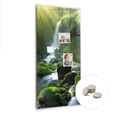Magnetic glass dry erase board Waterfall with rocks