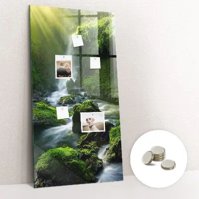 Waterfall with rocks magnetic glass dry erase board