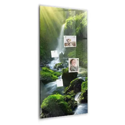 Waterfall with rocks magnetic glass dry erase board