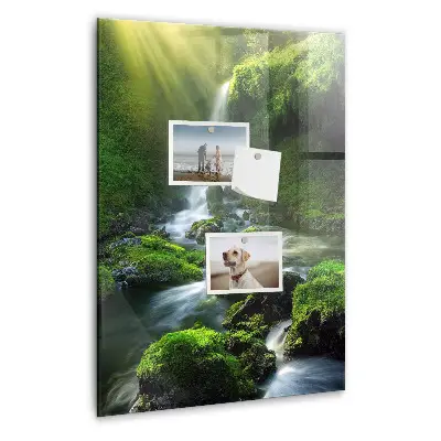 Magnetic glass dry erase board Waterfall with rocks