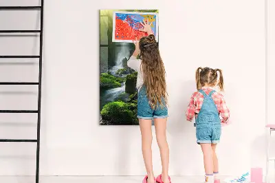 Magnetic glass dry erase board Waterfall with rocks