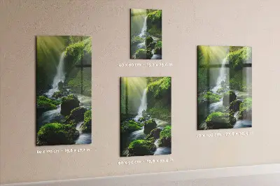 Magnetic glass dry erase board Waterfall with rocks