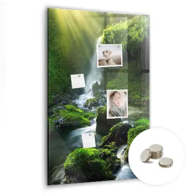 Magnetic glass dry erase board Waterfall with rocks