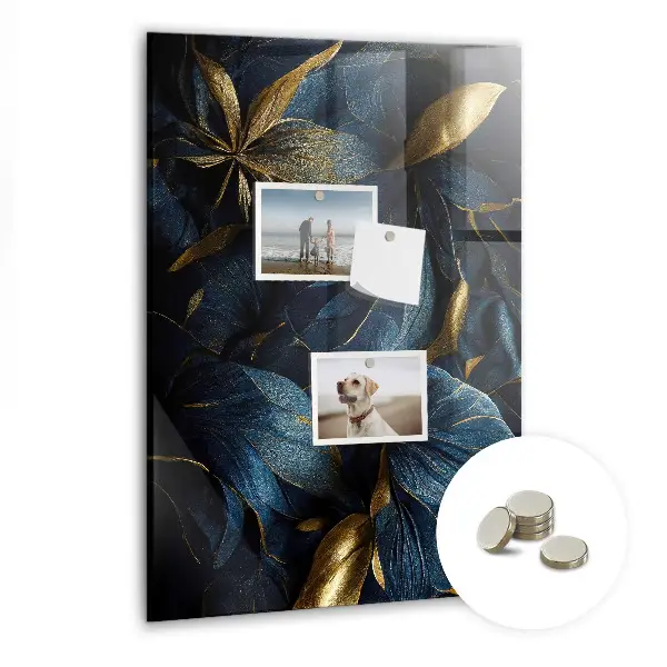 Magnetic glass dry erase board in dark floral print
