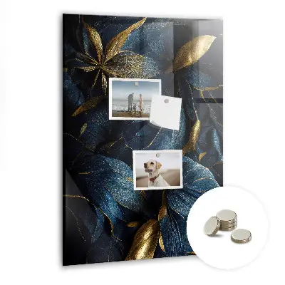 Magnetic glass dry erase board in dark floral print