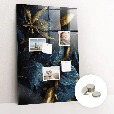 Magnetic glass dry erase board in dark floral print