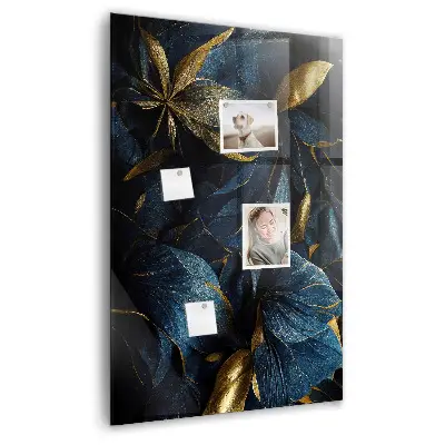 Magnetic glass dry erase board in dark floral print