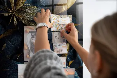 Magnetic glass dry erase board in dark floral print
