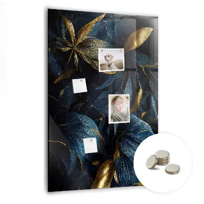 Magnetic glass dry erase board in dark floral print