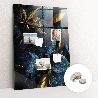 Magnetic glass dry erase board in dark floral print