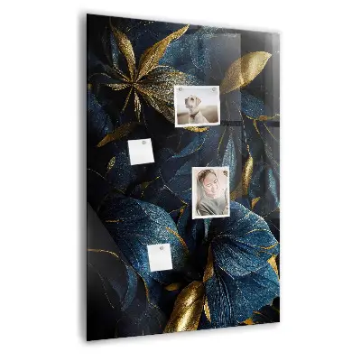 Magnetic glass dry erase board in dark floral print