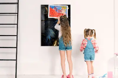 Magnetic glass dry erase board in dark floral print