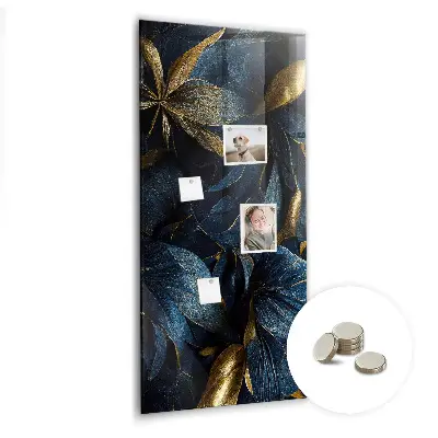Magnetic glass dry erase board in dark floral print