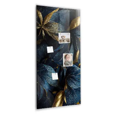 Magnetic glass dry erase board in dark floral print