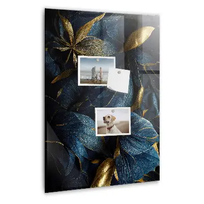 Magnetic glass dry erase board in dark floral print