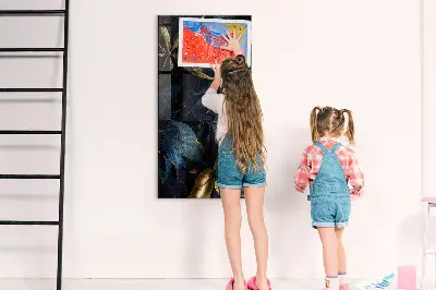 Magnetic glass dry erase board in dark floral print