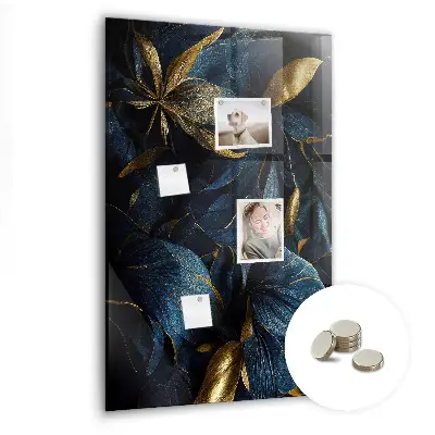 Magnetic glass dry erase board in dark floral print