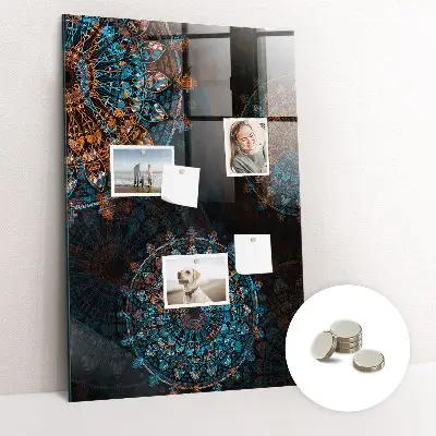 Magnetic wall board with decorative mandala design