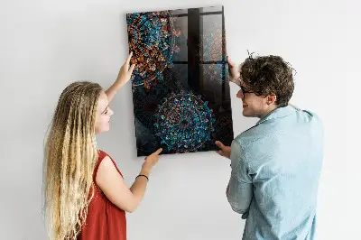 Magnetic wall board with decorative mandala design