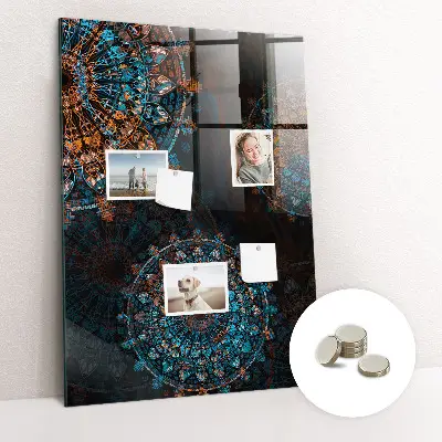 Magnetic wall board with decorative mandala design