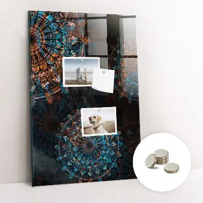 Magnetic wall board with decorative mandala design