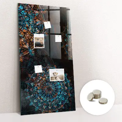Magnetic wall board with decorative mandala design