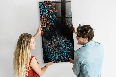 Magnetic wall board with decorative mandala design
