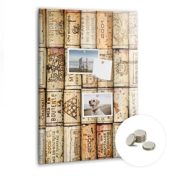 Magnetic glass dry erase board Wine corks