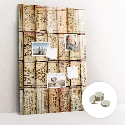 Magnetic glass dry erase board with wine corks design