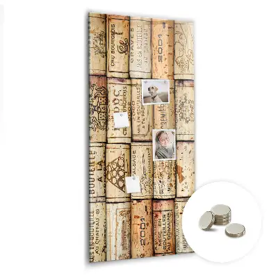 Magnetic glass dry erase board with wine corks design