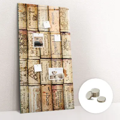 Magnetic glass dry erase board with wine corks design