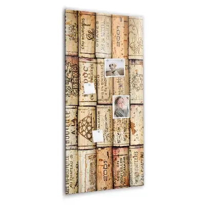 Magnetic glass dry erase board with wine corks design