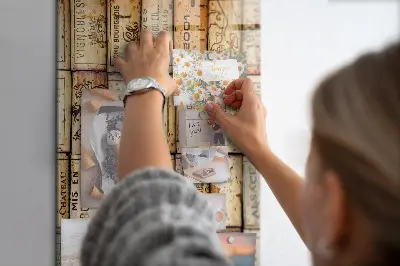 Magnetic glass dry erase board with wine corks design