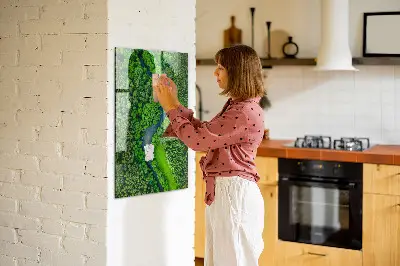 Magnetic Glass Dry Erase Board Featuring a Forest River Scene