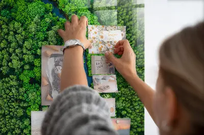 Magnetic Glass Dry Erase Board Featuring a Forest River Scene