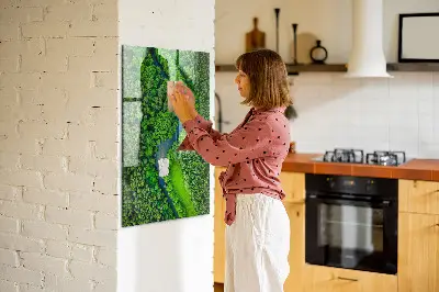 Magnetic Glass Dry Erase Board Featuring a Forest River Scene