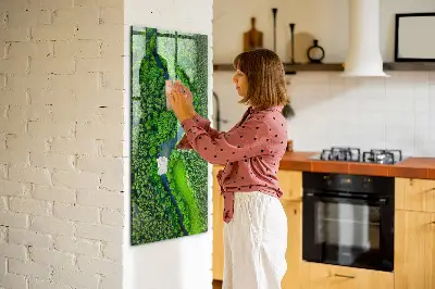 Magnetic Glass Dry Erase Board Featuring a Forest River Scene