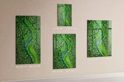 Magnetic Glass Dry Erase Board Featuring a Forest River Scene
