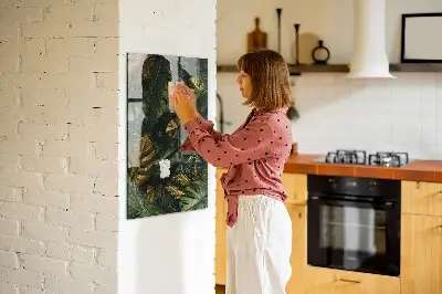 Tropical leaves magnetic wall board