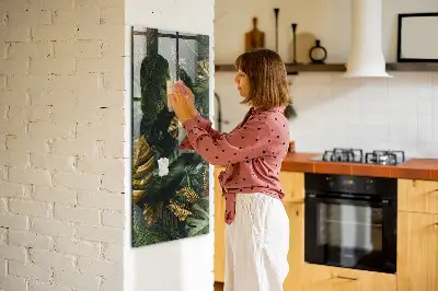 Tropical leaves magnetic wall board