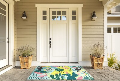 Front door floor mat Abstract Birds and Plants