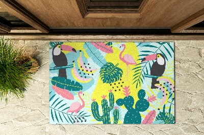 Front door floor mat Abstract Birds and Plants