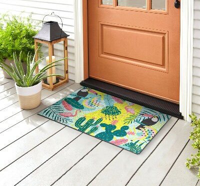 Front door floor mat Abstract Birds and Plants