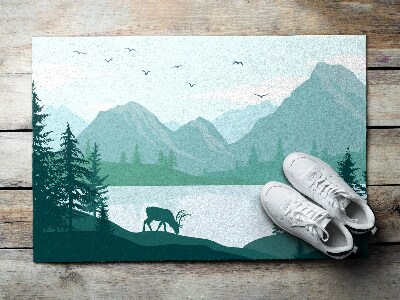 Carpet front door Deer on the background of mountains