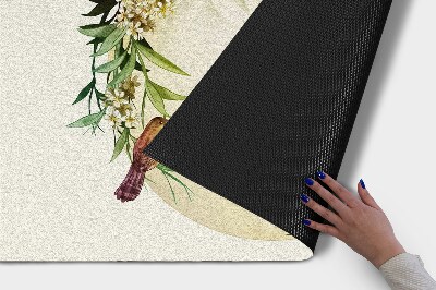 Outdoor mat Crane and Flowers